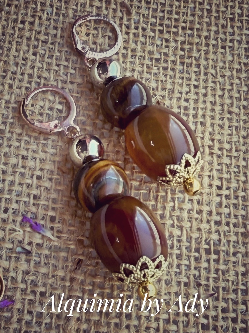 Chunky Tigers eye Brown Drop Earrings